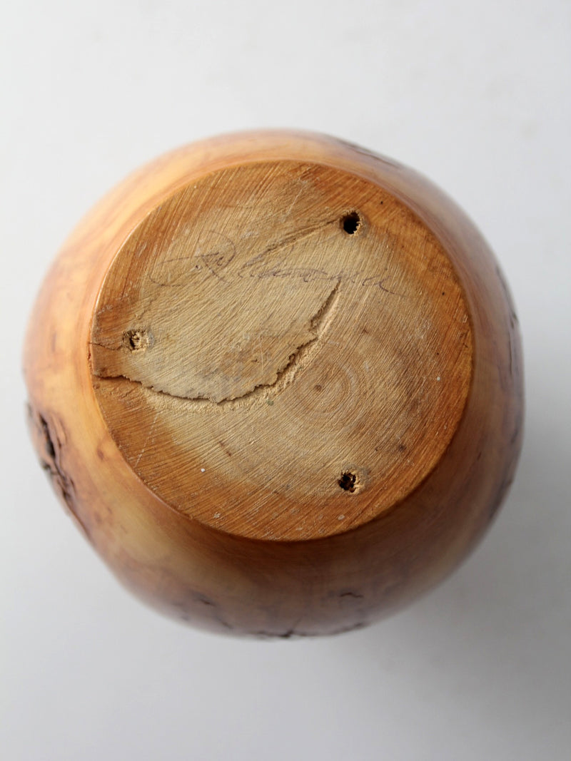 vintage burl wood vase