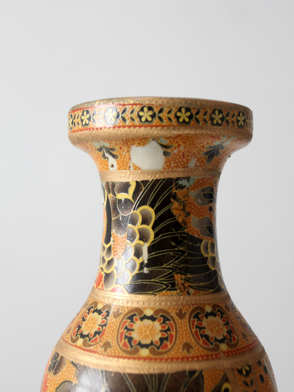vintage Satsuma style gilt phoenix vase