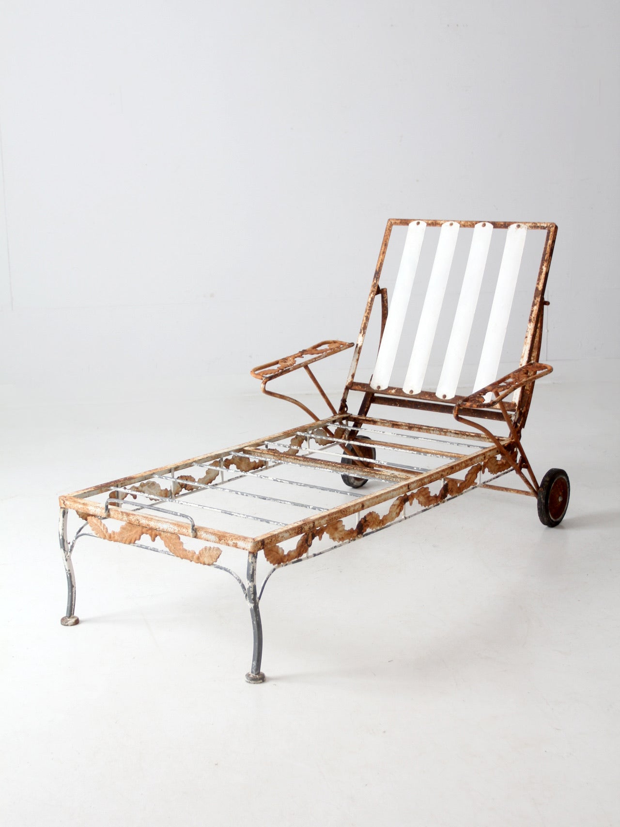 Antique wrought iron chaise lounge sales