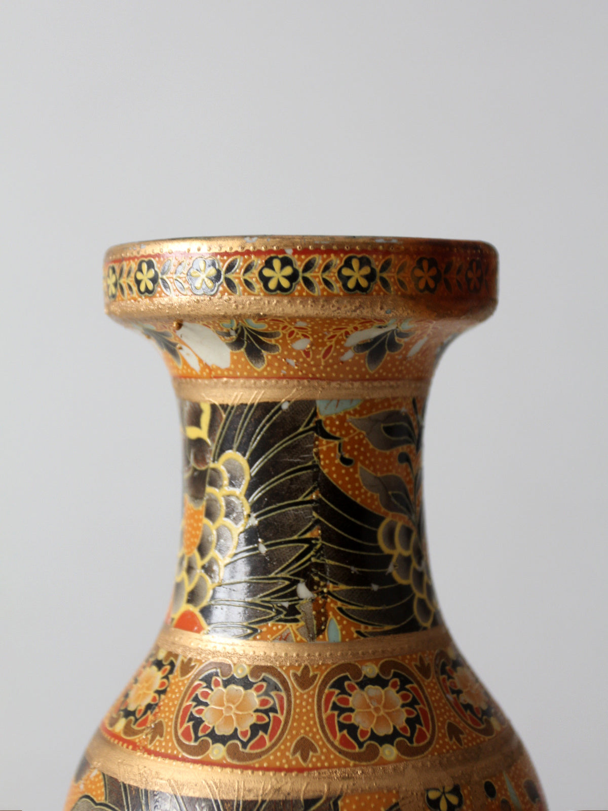 vintage Satsuma style gilt phoenix vase