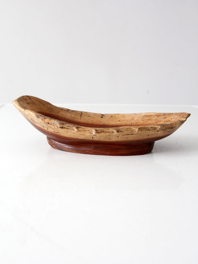 vintage handmade sculptural wood bowl