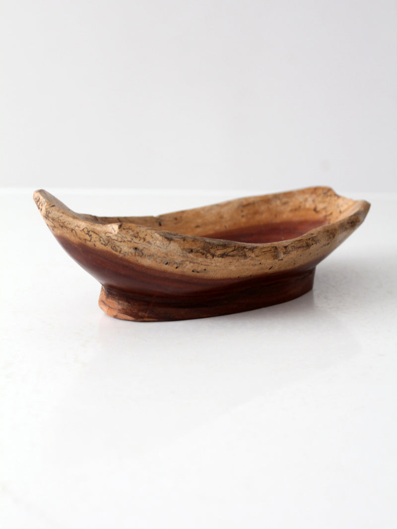 vintage handmade sculptural wood bowl