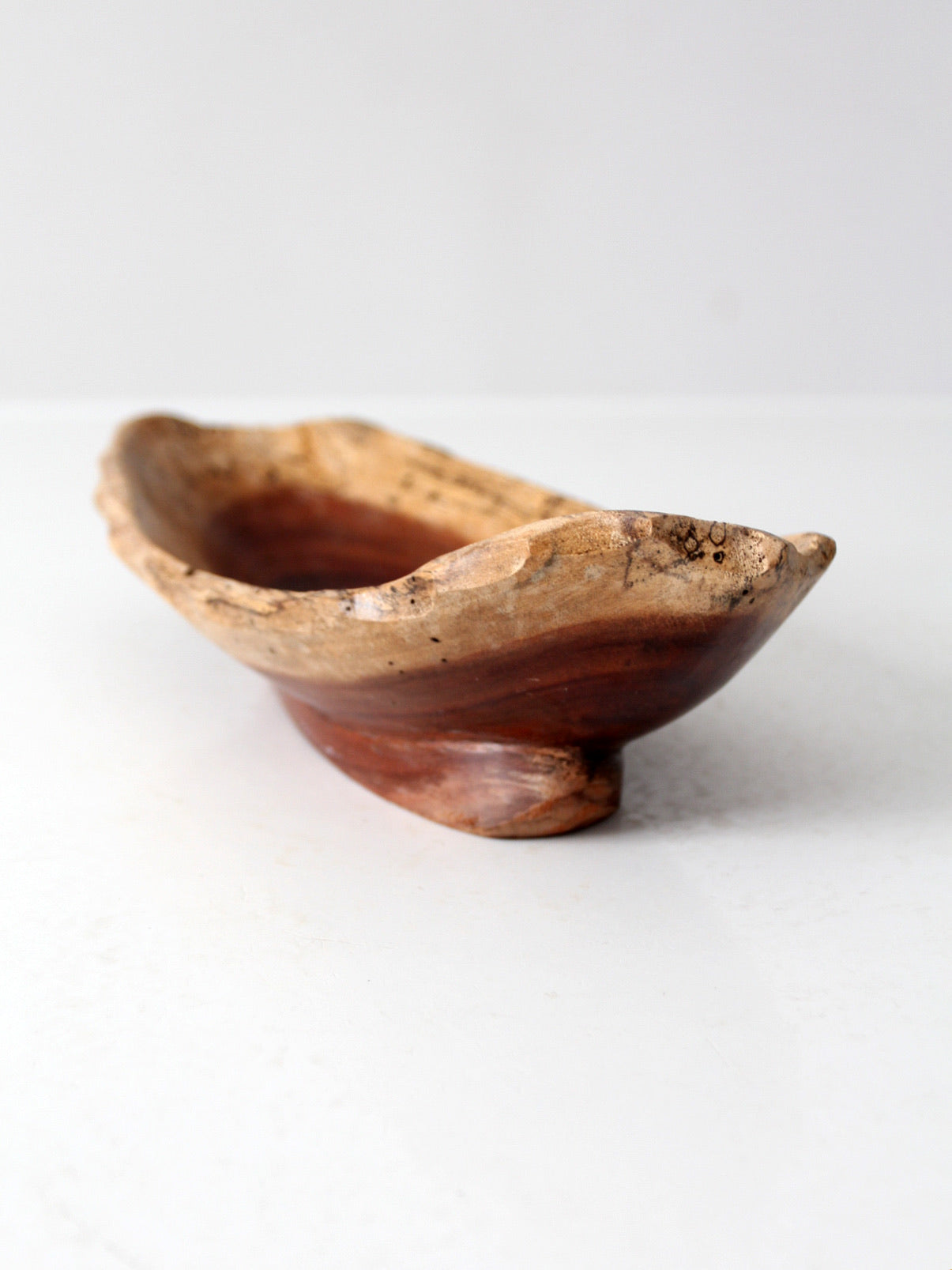 vintage handmade sculptural wood bowl