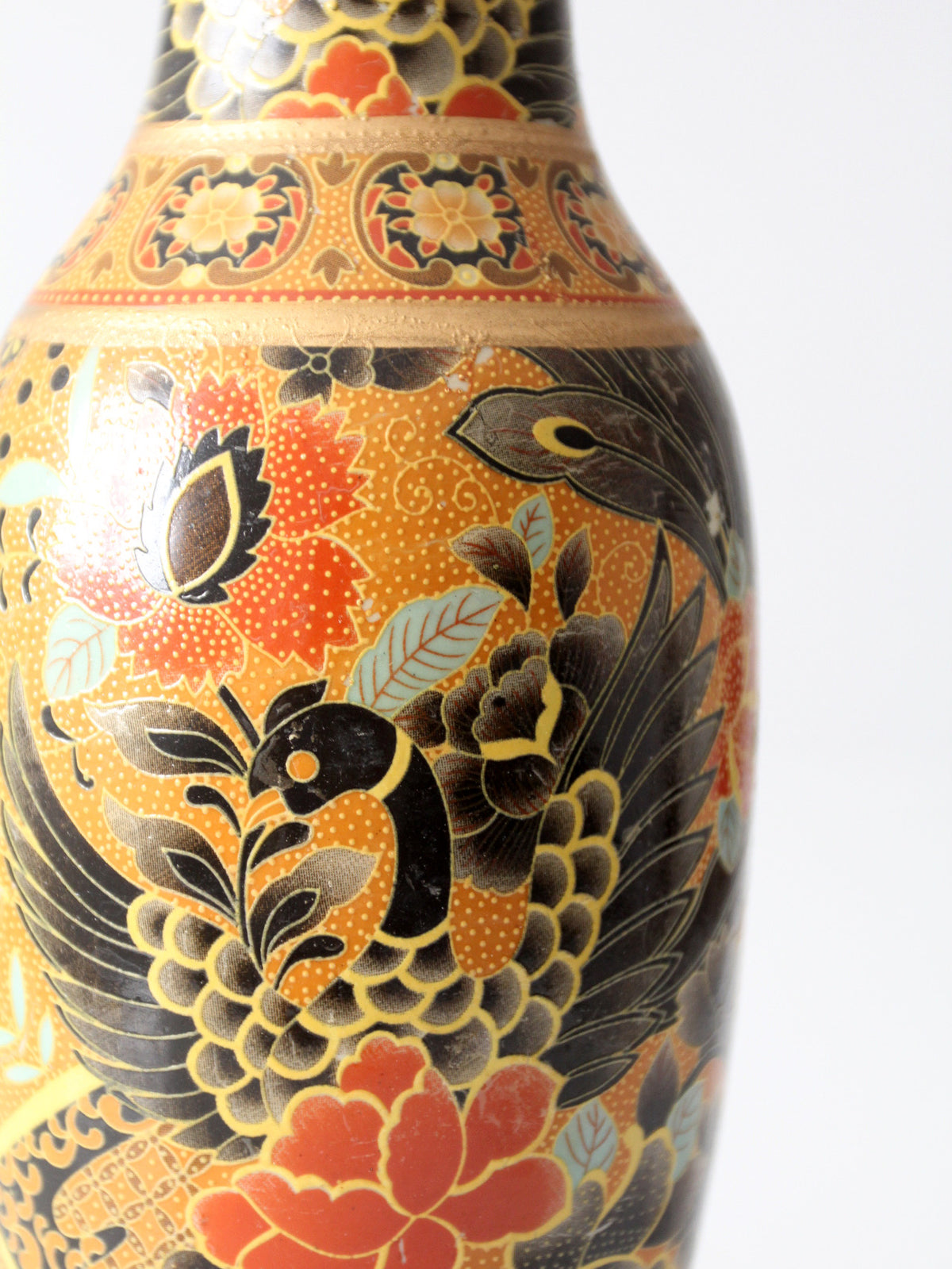 vintage Satsuma style gilt phoenix vase
