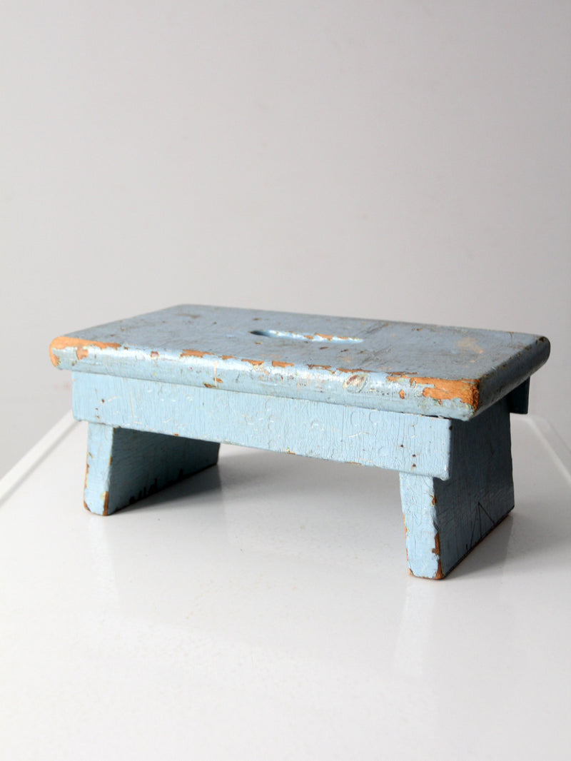 antique painted wood footstool