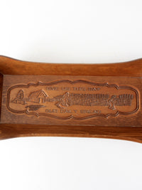 vintage carved wood farmhouse tray