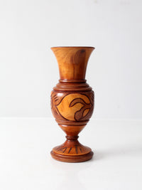 mid-century Haitan hand-carved wood vase