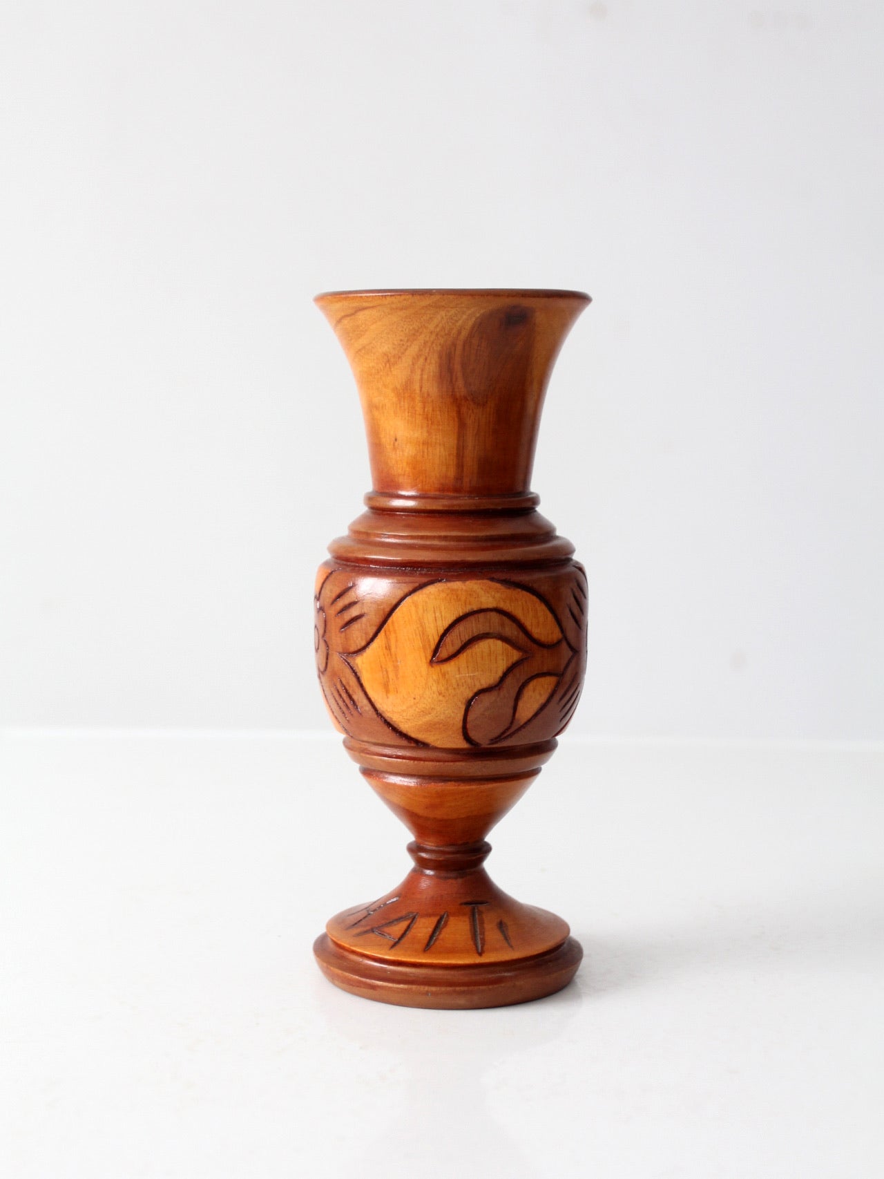 mid-century Haitan hand-carved wood vase