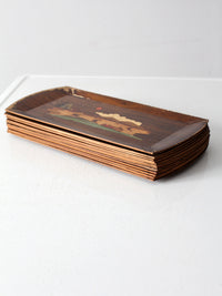 mid century Hasko wooden trays set of 12