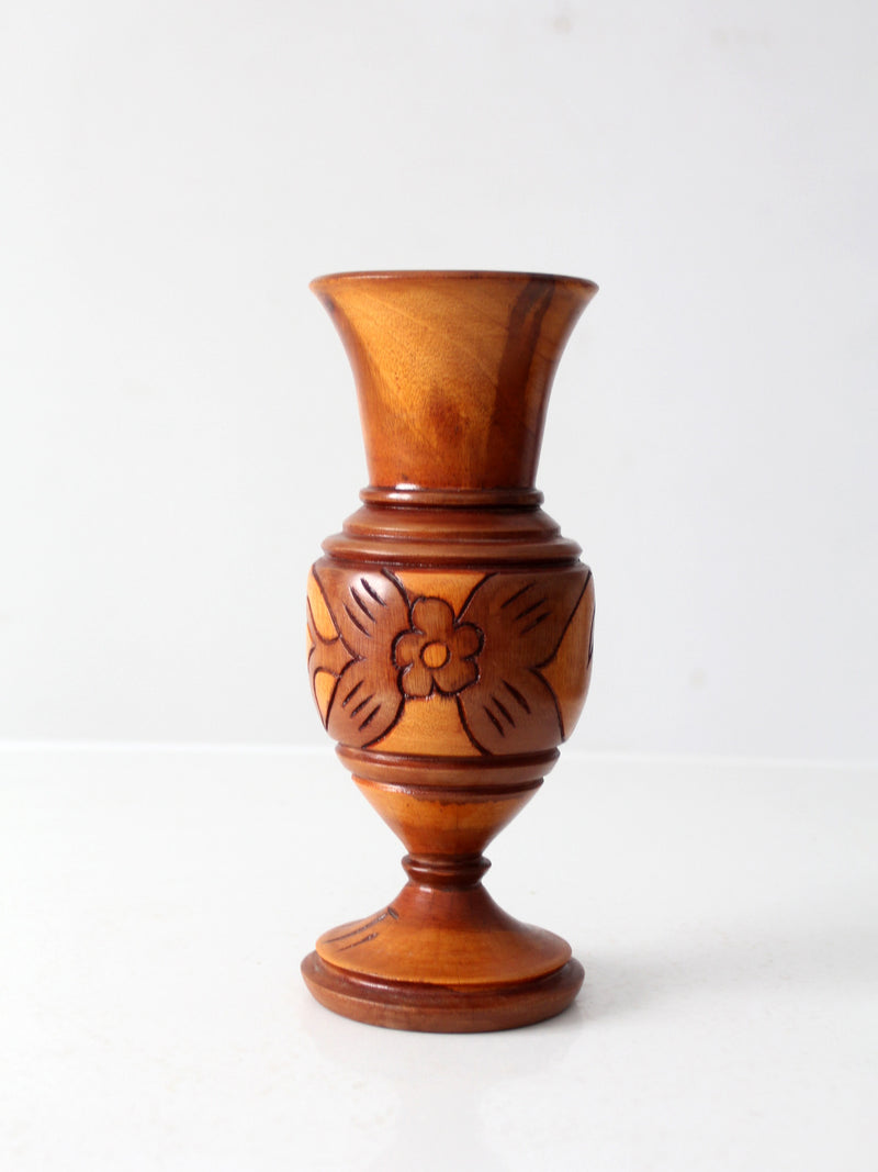 mid-century Haitan hand-carved wood vase