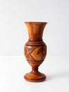 mid-century Haitan hand-carved wood vase