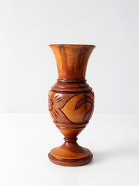 mid-century Haitan hand-carved wood vase