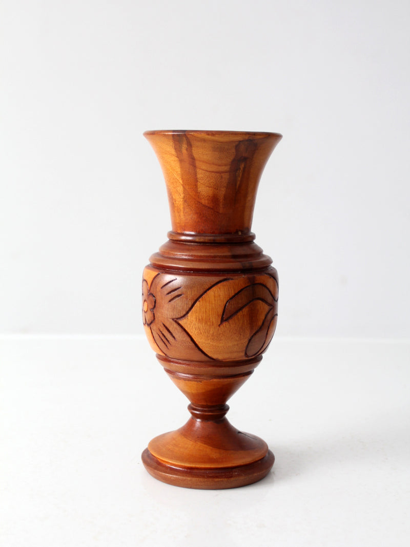 mid-century Haitan hand-carved wood vase