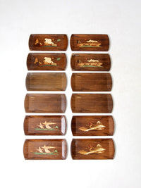 mid century Hasko wooden trays set of 12