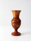 mid-century Haitan hand-carved wood vase