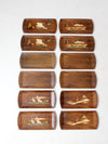 mid century Hasko wooden trays set of 12