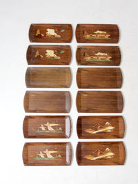 mid century Hasko wooden trays set of 12