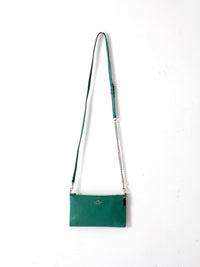 Coach green leather crossbody pouch with chain strap