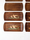 mid century Hasko wooden trays set of 12