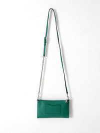 Coach green leather crossbody pouch with chain strap