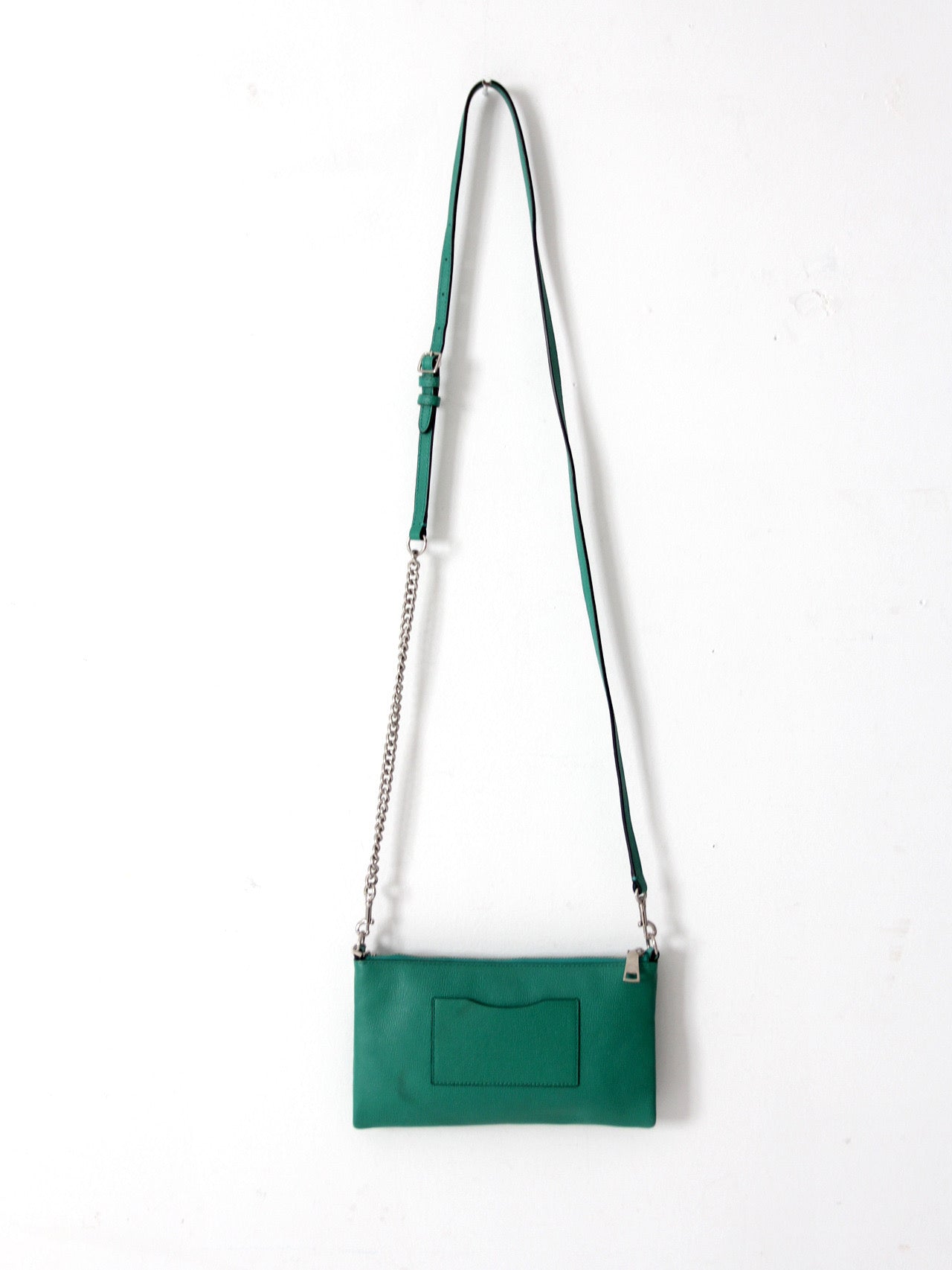 Coach green leather crossbody pouch with chain strap