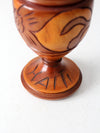 mid-century Haitan hand-carved wood vase