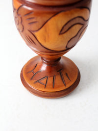 mid-century Haitan hand-carved wood vase