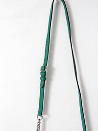 Coach green leather crossbody pouch with chain strap