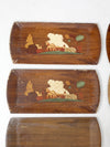 mid century Hasko wooden trays set of 12