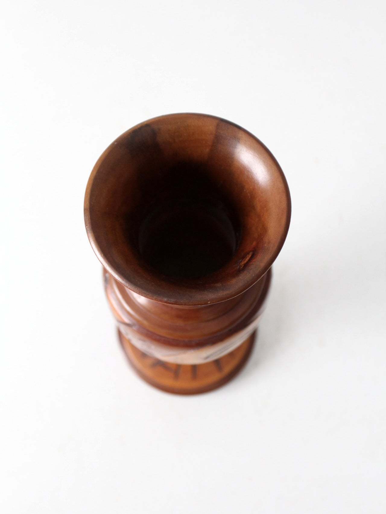 mid-century Haitan hand-carved wood vase