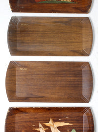 mid century Hasko wooden trays set of 12