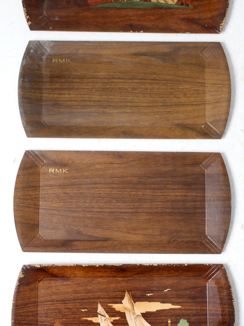 mid century Hasko wooden trays set of 12