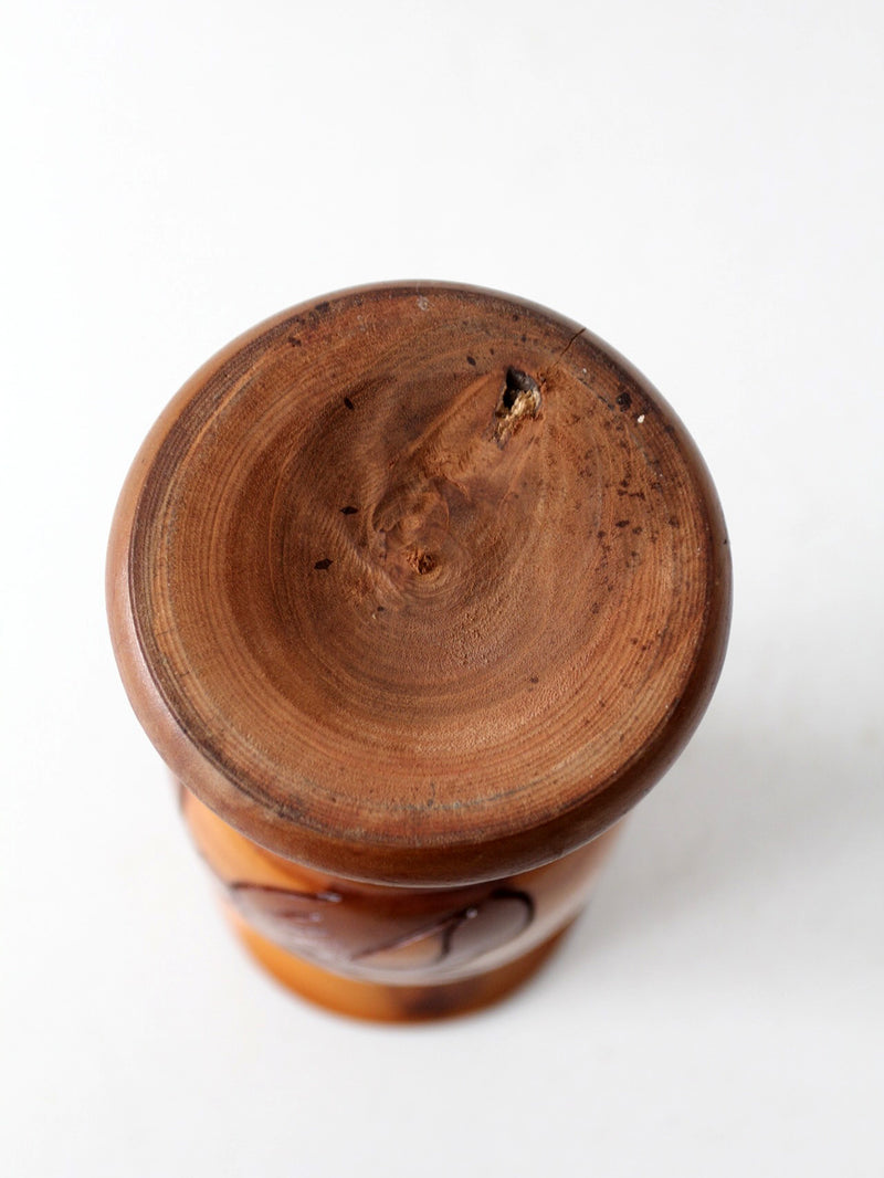 mid-century Haitan hand-carved wood vase