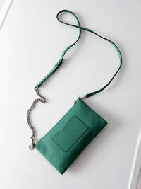 Coach green leather crossbody pouch with chain strap