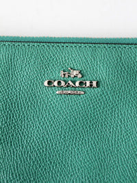 Coach green leather crossbody pouch with chain strap