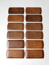 mid century Hasko wooden trays set of 12