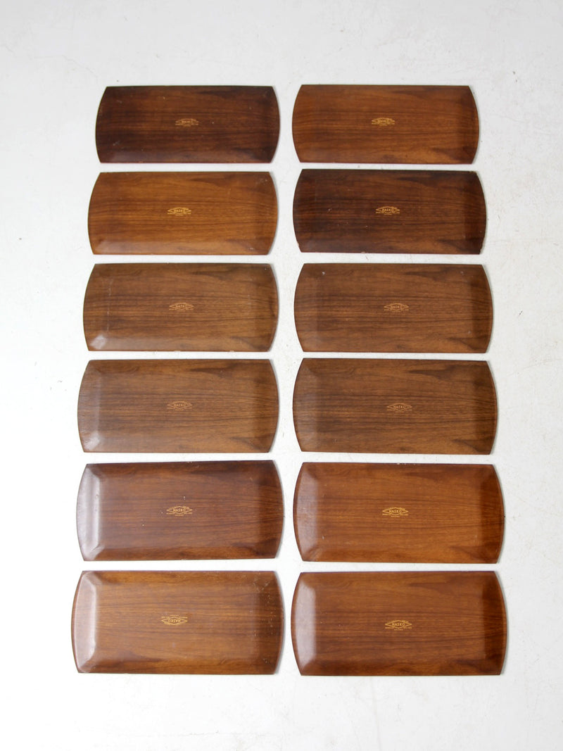mid century Hasko wooden trays set of 12
