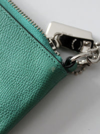 Coach green leather crossbody pouch with chain strap