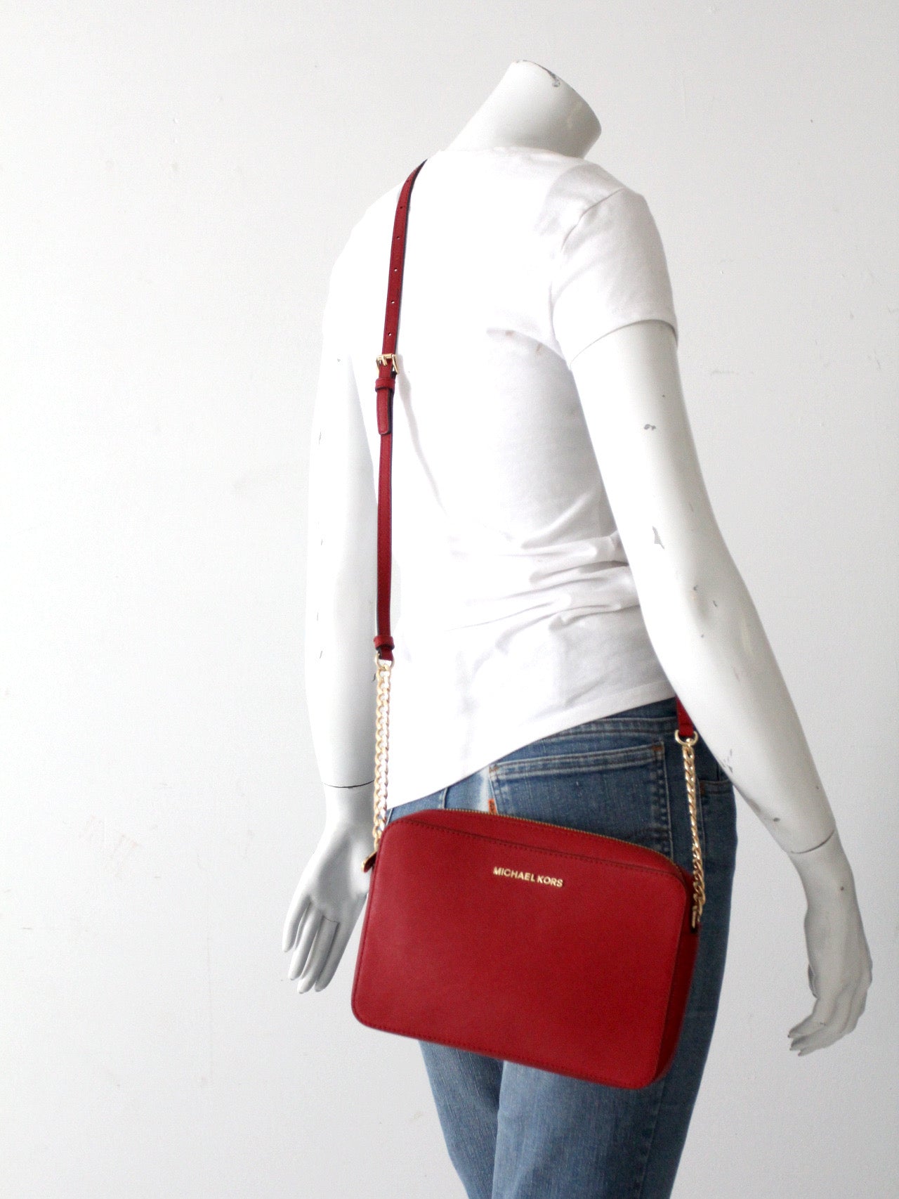 Michael Kors red Saffiano leather crossbody bag