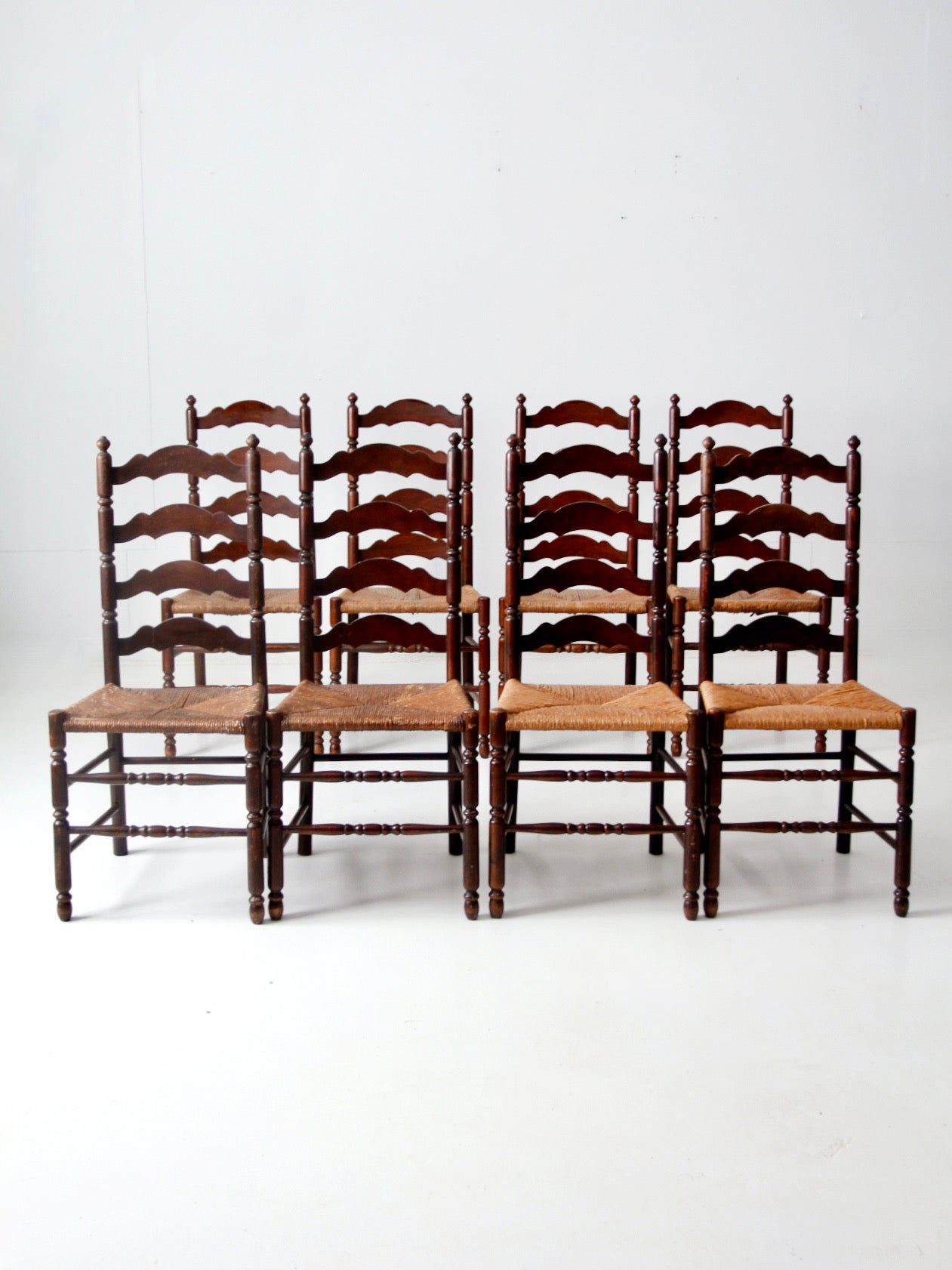 set of 8 Tell City Chair rush seat dining chairs