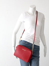 Michael Kors red Saffiano leather crossbody bag