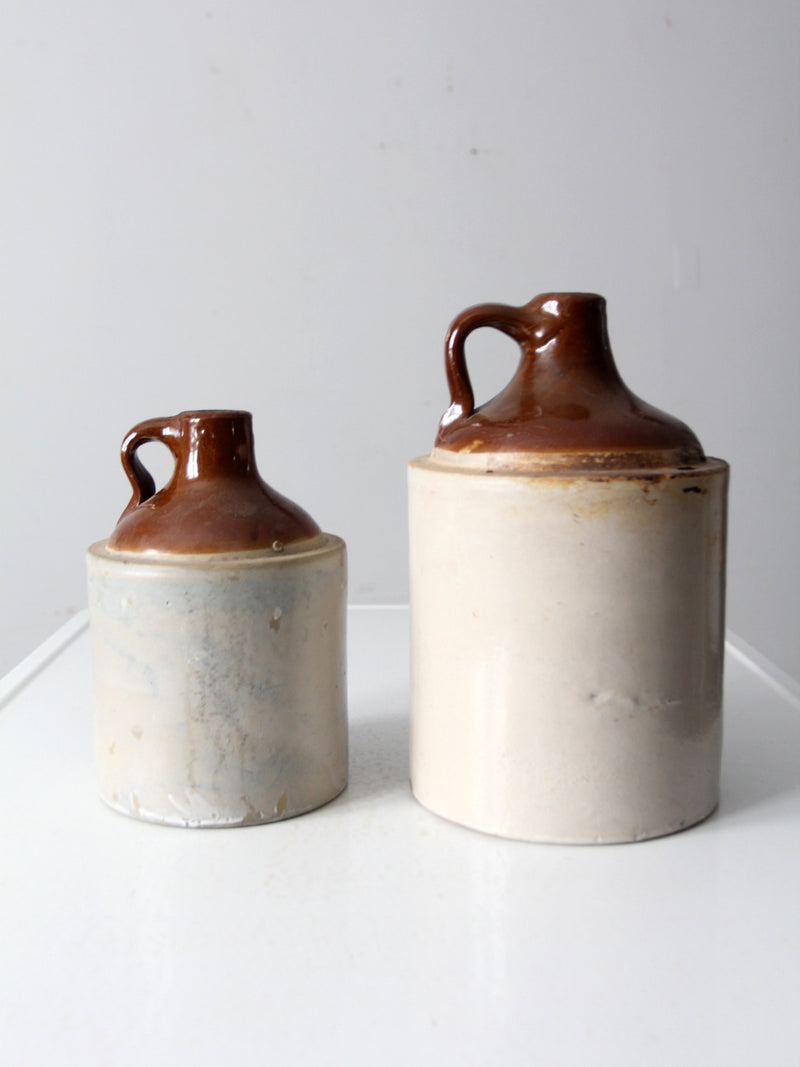 antique stoneware jugs pair