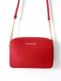 Michael Kors red Saffiano leather crossbody bag