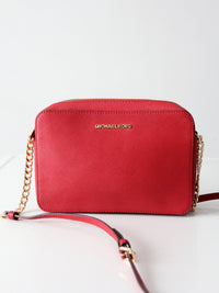 Michael Kors red Saffiano leather crossbody bag