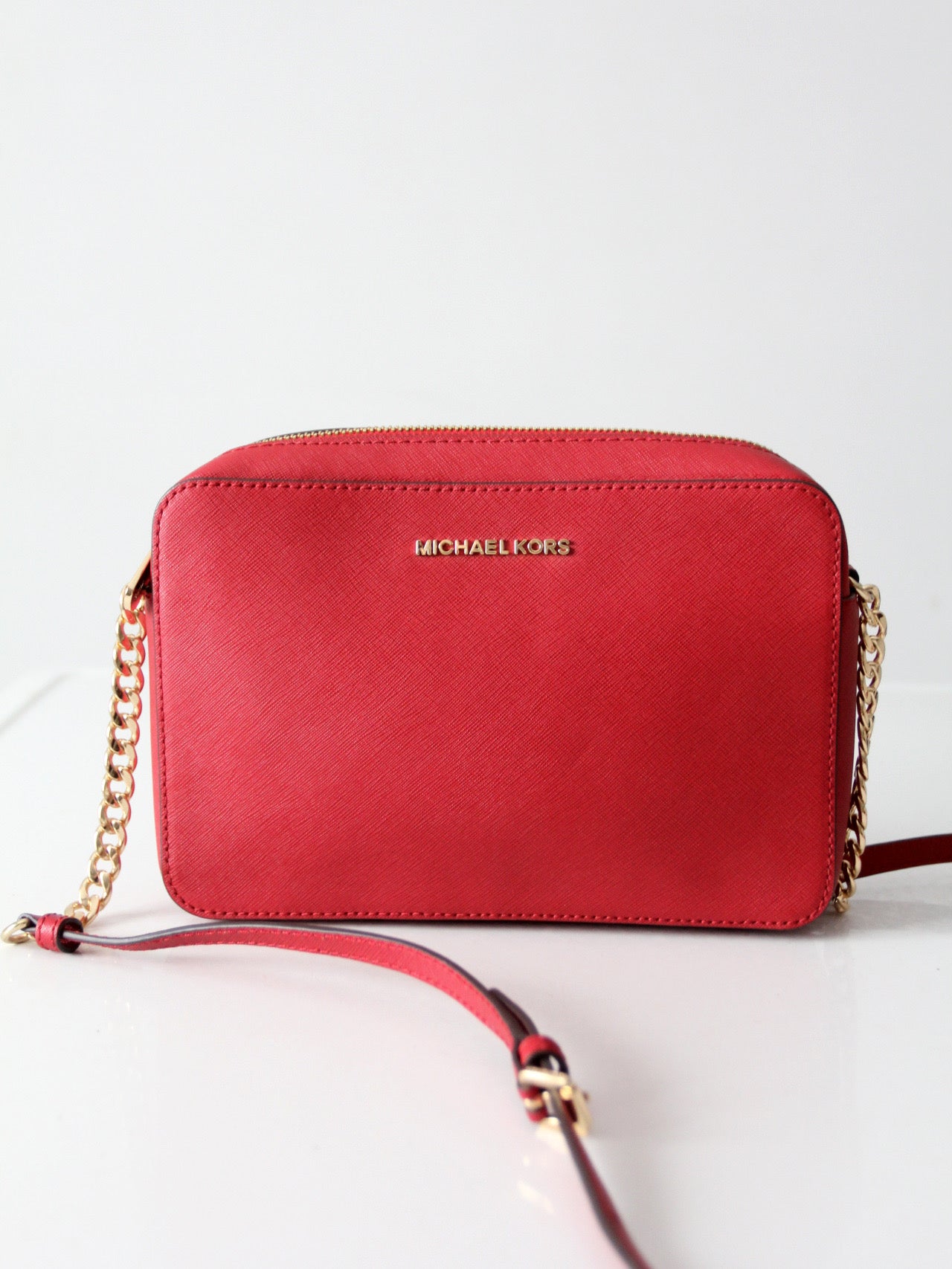 Michael Kors red Saffiano leather crossbody bag
