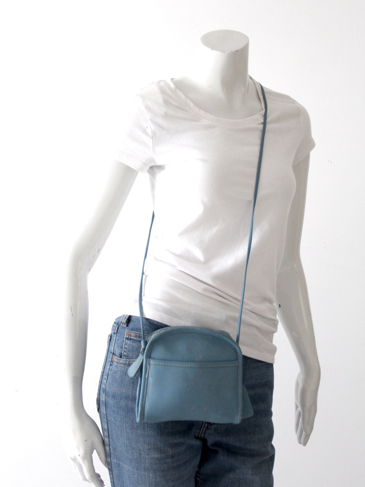 1990s Coach blue leather mini crossbody bag