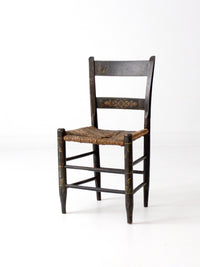 antique Hitchcock style stenciled rush seat side chair