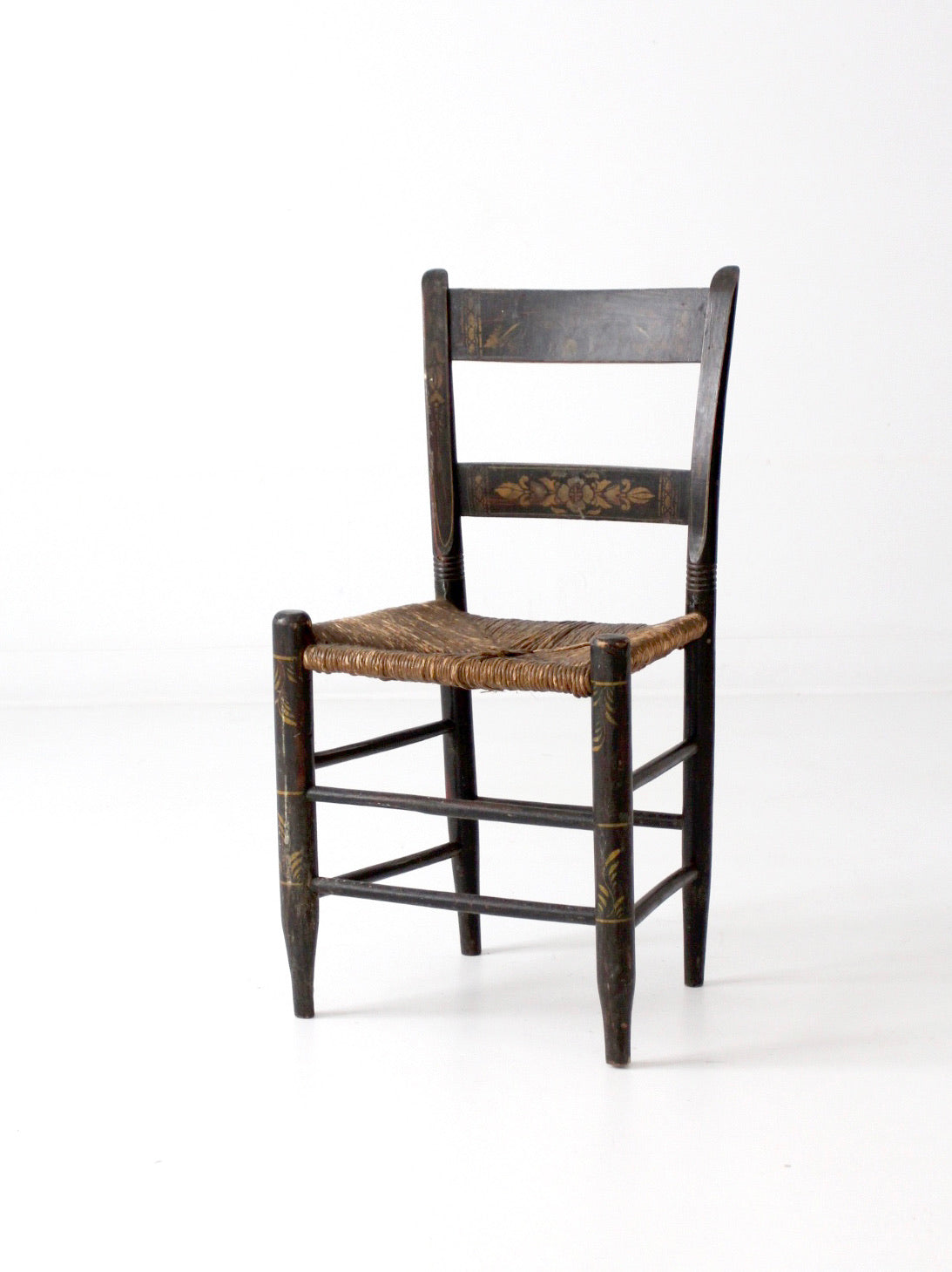 antique Hitchcock style stenciled rush seat side chair
