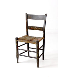 antique Hitchcock style stenciled rush seat side chair