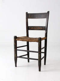 antique Hitchcock style stenciled rush seat side chair